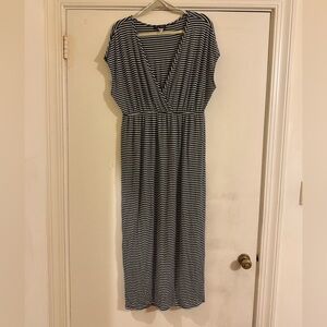 American City Wear Black and White Striped Maxi Dress